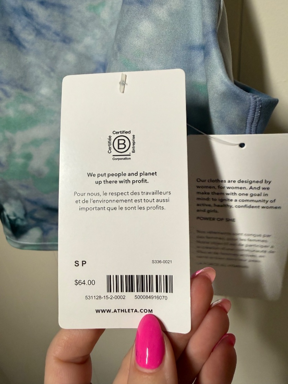 NWT Athleta Conscious Crop Printed D-DD+ Sports Bra Tank Tie Dye Size Small - Picture 3 of 6